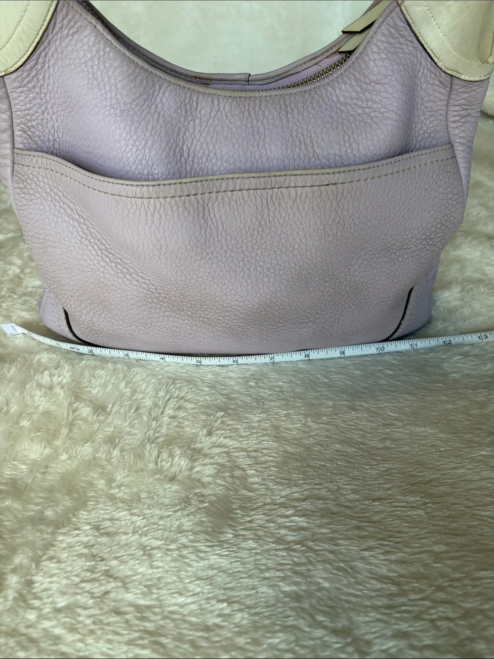 Coach Pebbled Leather Hobo Shoulder Bag | Lilac/Cream Trim